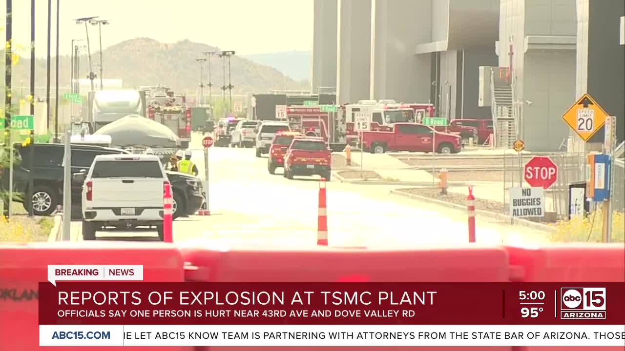 1 worker seriously injured after explosion at TSMC plant in north Phoenix